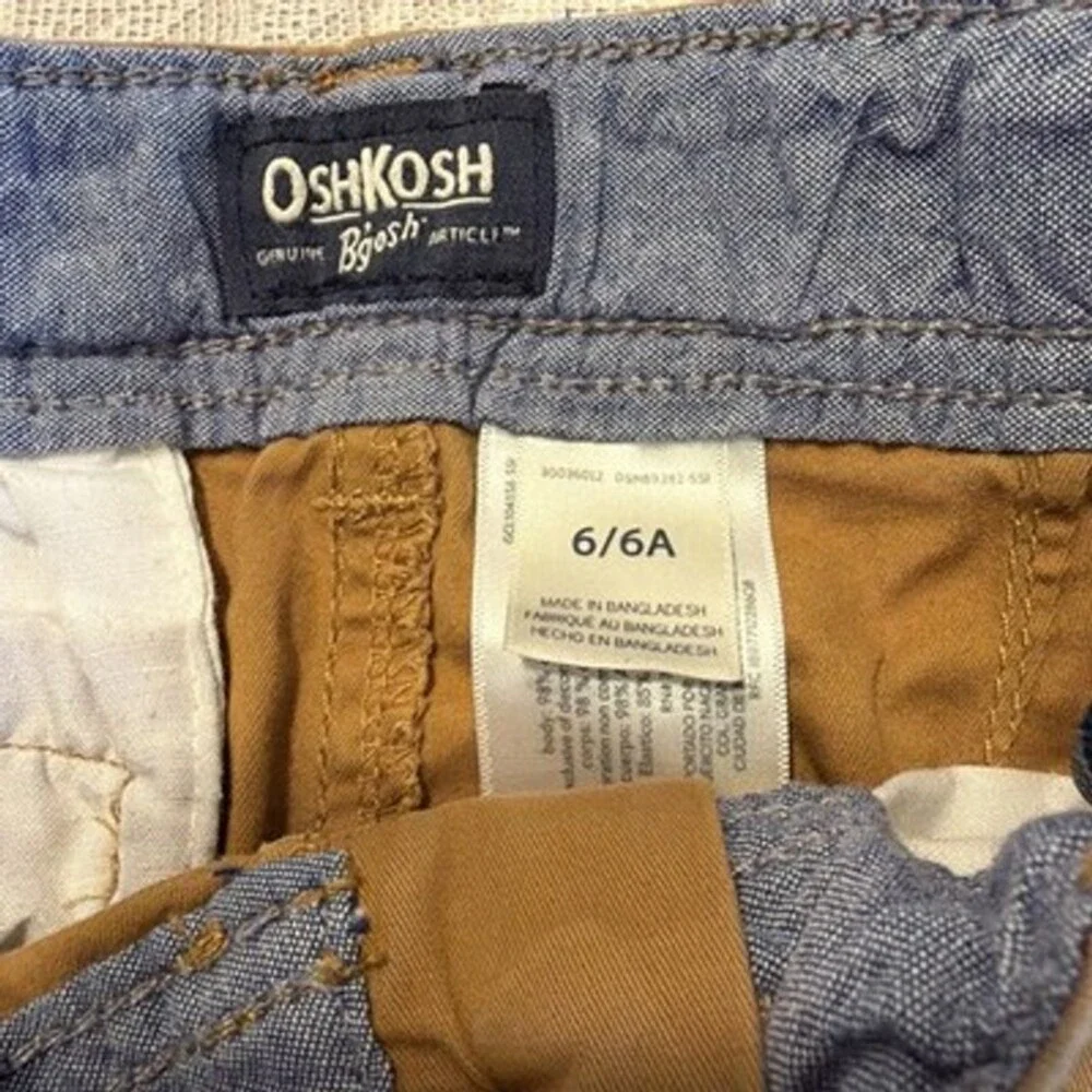 OshKosh BGosh Kids Boys Chino Pants Camel Khaki Orange Size 6 Adjustable Waist